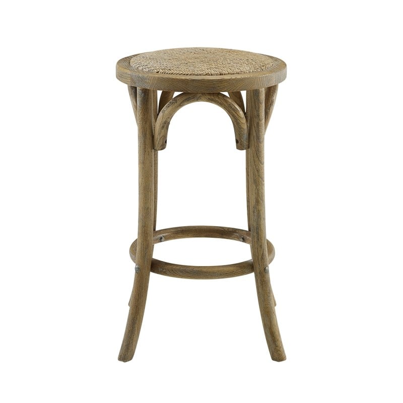 Home Square 2-Piece Furniture Rattan Wood Backless Counter Stool Set in Brown