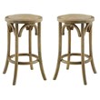 Home Square 2-Piece Furniture Rattan Wood Backless Counter Stool Set in Brown