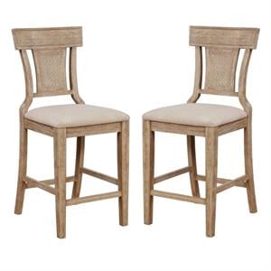 Home Square 2-Piece Furniture 24&quot Solidwood Counter Stool Set in Brown