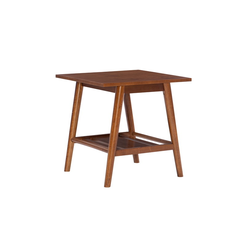 Home Square 2-Piece Furniture Solidwood End Table Set in Brown