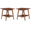 Home Square 2-Piece Furniture Solidwood End Table Set in Brown