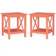 Home Square 2-Piece Furniture Pinewood End Table Set in Coral