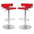 Home Square 2-Piece Furniture Swivel Adjustable Bar Stool Set in Red