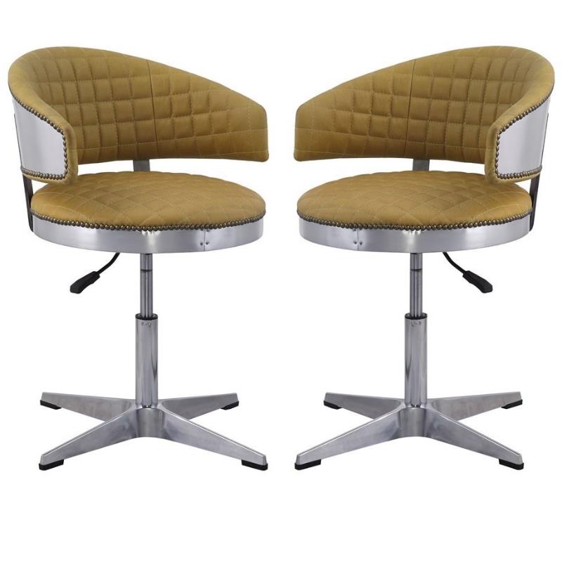 Home Square 2-Piece Adjustable Chair with Swivel Set in Chrome