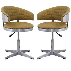 Home Square 2-Piece Adjustable Chair with Swivel Set in Chrome