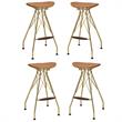 Home Square 4-Piece Bar Stool (Set-2) Set in Whiskey PU & Gold