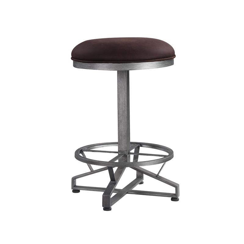 Home Square 2-Piece Counter Height Stool Set in Rustic Brown Fabric & Black