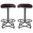 Home Square 2-Piece Counter Height Stool Set in Rustic Brown Fabric & Black