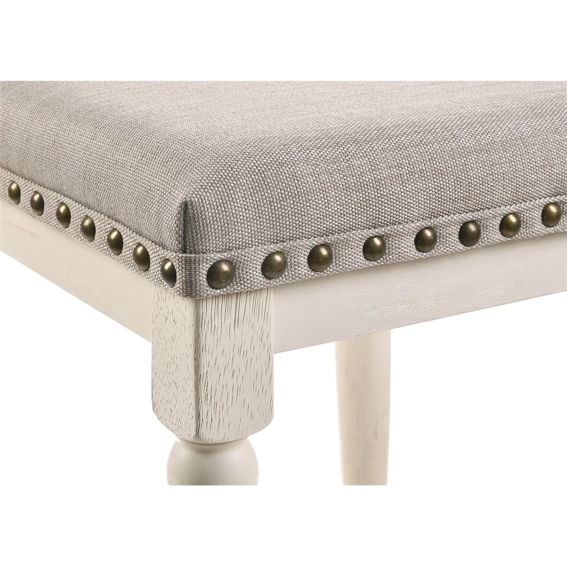 Home Square 2-Piece Counter Height Stool Set in Oak and Antique White Finish