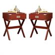 Home Square 2-Piece Furniture 1-Drawer Wood End Table Set in Red