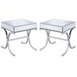 Home Square 2-Piece Furniture Square Mirror Top End Table Set in Chrome