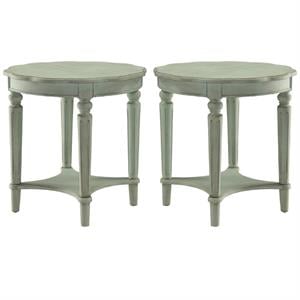 Home Square 2-Piece Furniture End Table Set in Antique Green
