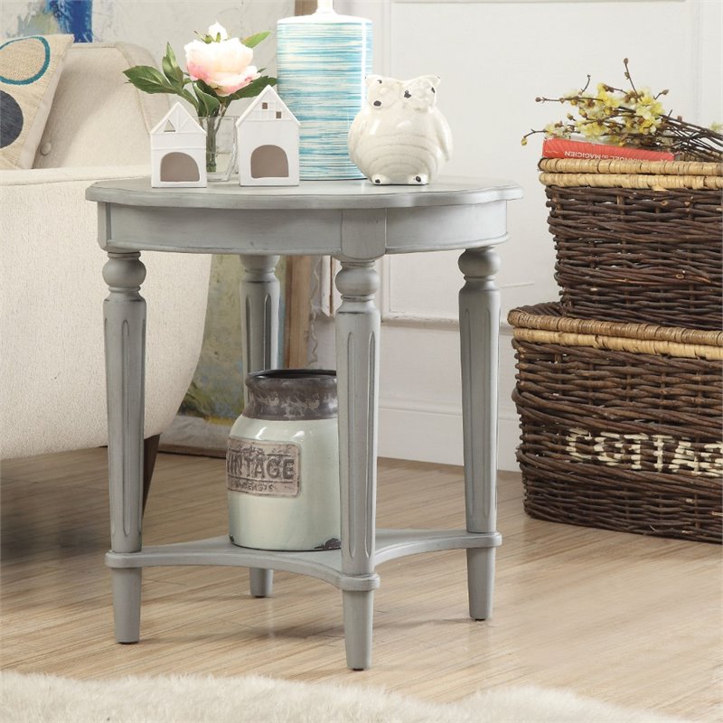 Home Square 2-Piece Furniture End Table Set in Antique Slate