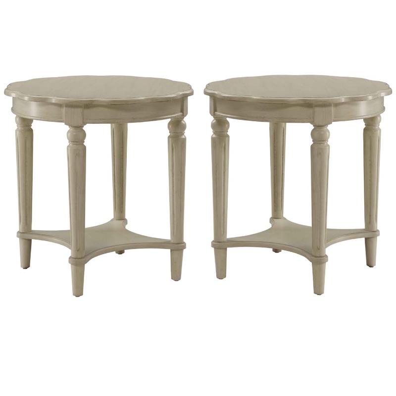 Home Square 2-Piece Furniture End Table Set in Antique White