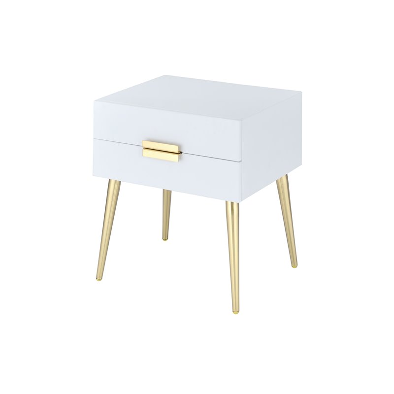 Home Square 2-Piece Furniture End Table Set in White and Gold