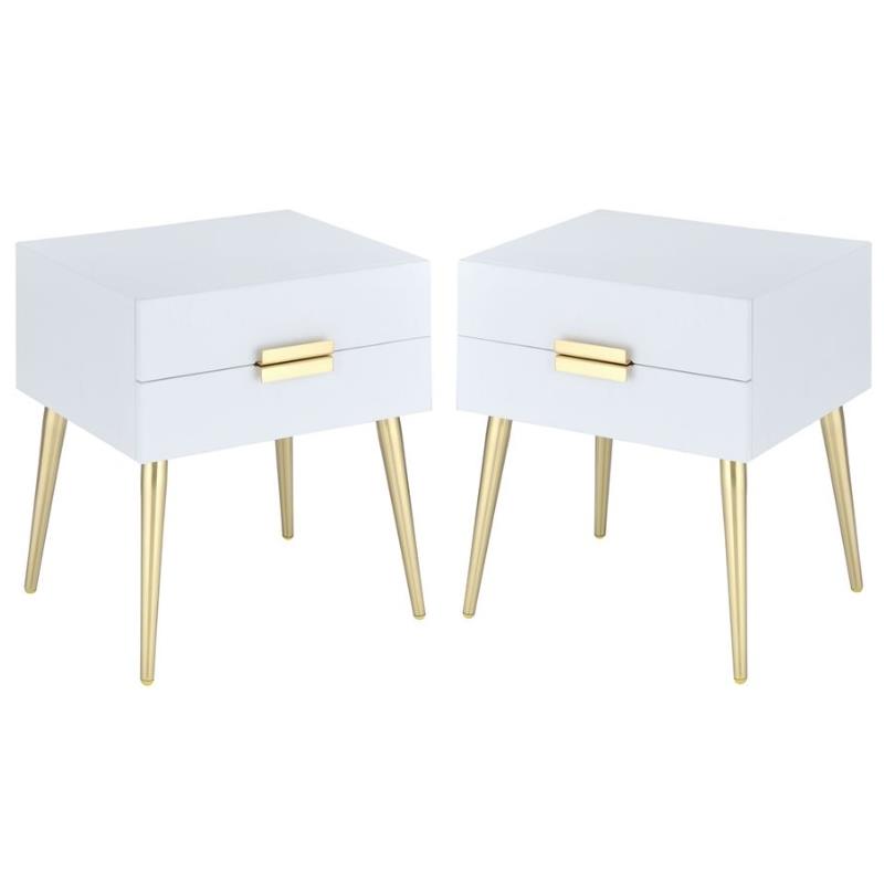 Home Square 2-Piece Furniture End Table Set in White and Gold