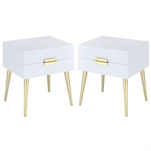Home Square 2-Piece Furniture End Table Set in White and Gold