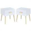Home Square 2-Piece Furniture End Table Set in White and Gold