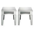 Home Square 2-Piece Furniture End Table Set in Mirrored & Faux Stones