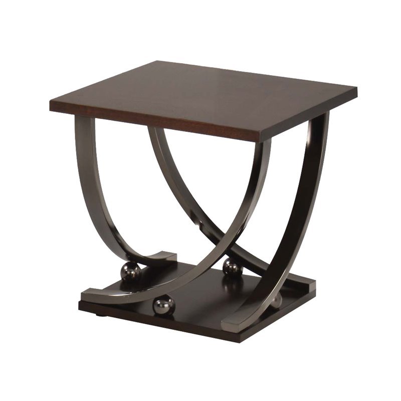 Home Square 2-Piece Furniture Square End Table Set in Black Nickel