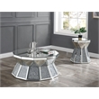 Home Square 2-Piece Furniture End Table Set in Mirrored & Faux Diamonds