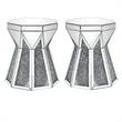 Home Square 2-Piece Furniture End Table Set in Mirrored & Faux Diamonds