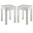 Home Square 2-Piece Furniture Square End Table Set in Mirrored & Faux Diamonds