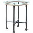 Home Square 2-Piece Furniture Round End Table Set in Clear Glass & Sandy Gray