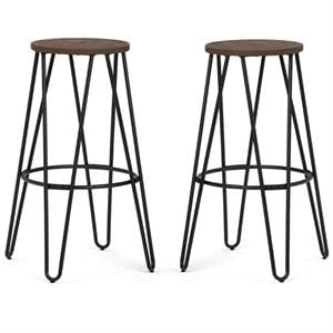 Home Square 2-Piece 30&quot Bar Stool Set in Cocoa Brown and Black