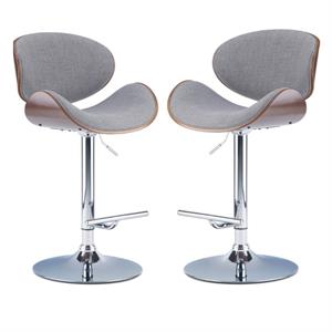 Home Square 2-Piece Adjustable Bar Stool Set in Gray and Brown