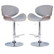 Home Square 2-Piece Faux Leather Adjustable Bar Stool Set in Stone Gray