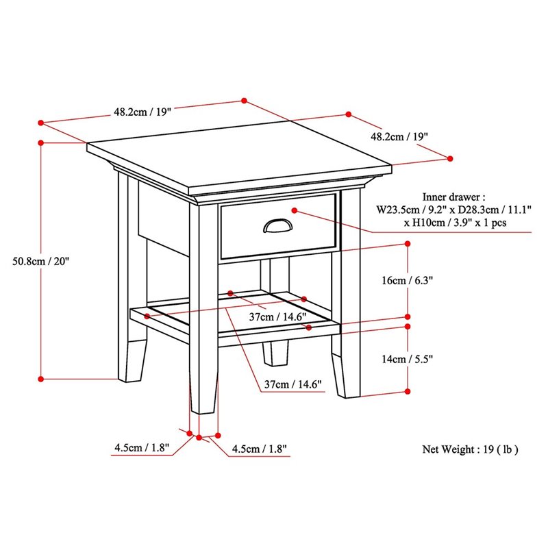 Home Square 2-Piece Wood 19