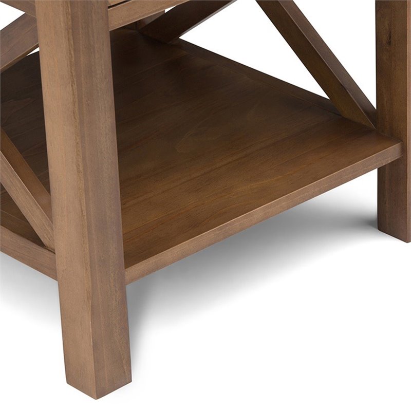 Home Square 2-Piece Square End Table Set in Medium Saddle Brown