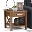 Home Square 2-Piece Square End Table Set in Medium Saddle Brown