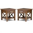 Home Square 2-Piece Square End Table Set in Medium Saddle Brown