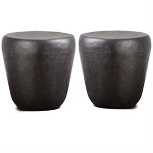Home Square 2-Piece 20 &quot Metal Accent Side Table Set in Rustic Bronze