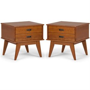 Home Square 2-Piece 22 &quot Rectangle Modern End Side Table Set in Teak Brown