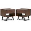Home Square 2-Piece 1-Drawer End Table Set in Distressed Charcoal Brown