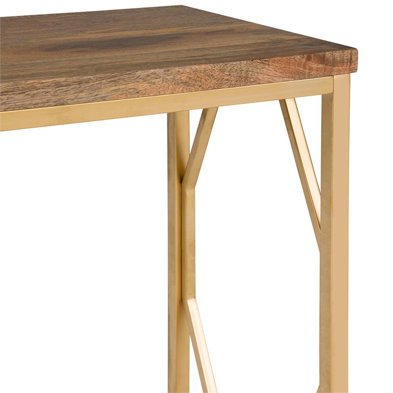 Home Square 2-Piece Accent End Table Set in Natural and Gold