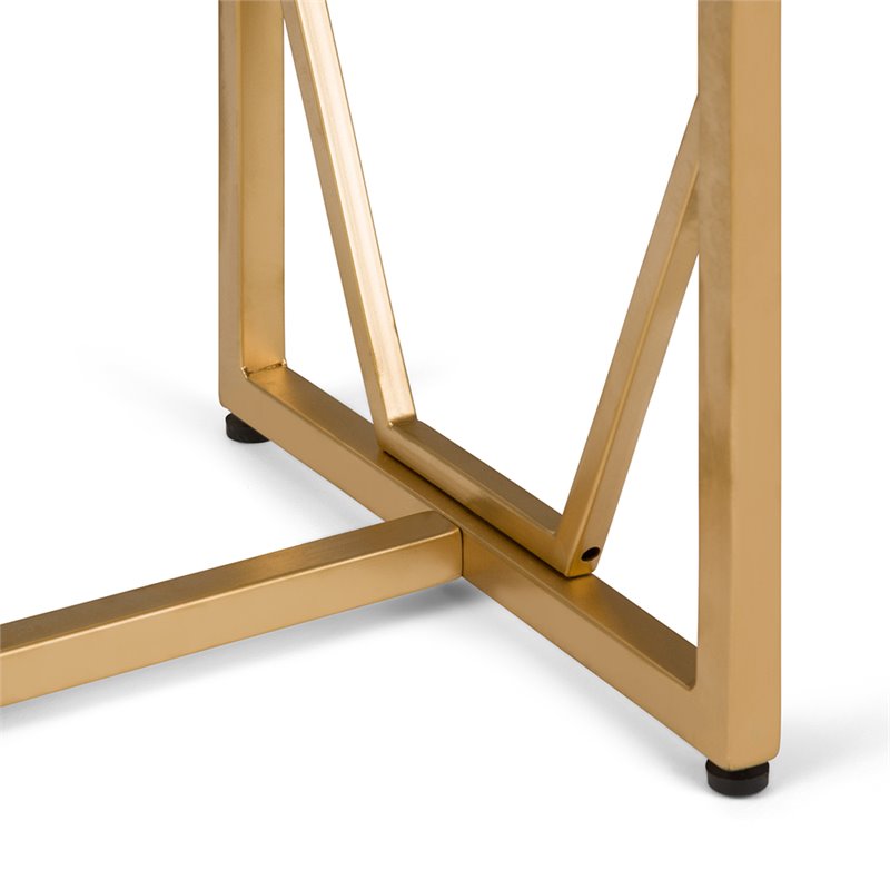 Home Square 2-Piece Accent End Table Set in Natural and Gold
