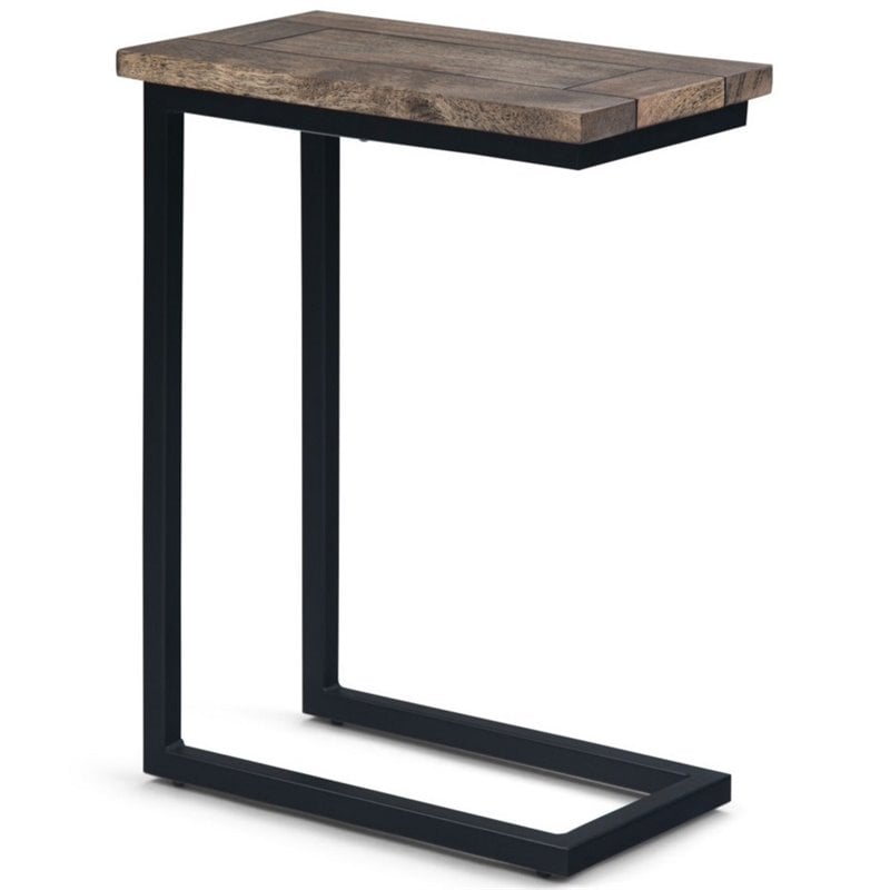 Home Square 2-Piece Metal and Wood End Table Set in Beach Brown and Black