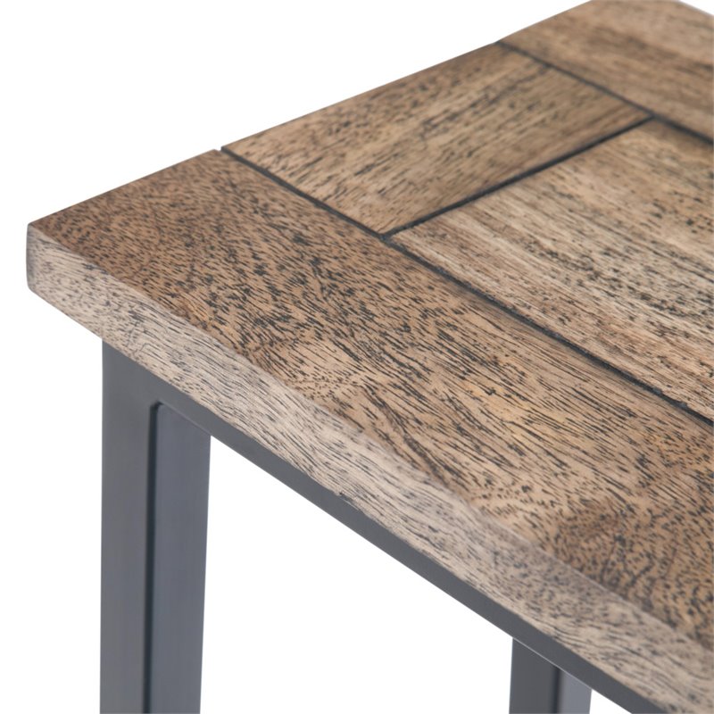 Home Square 2-Piece Metal and Wood End Table Set in Beach Brown and Black