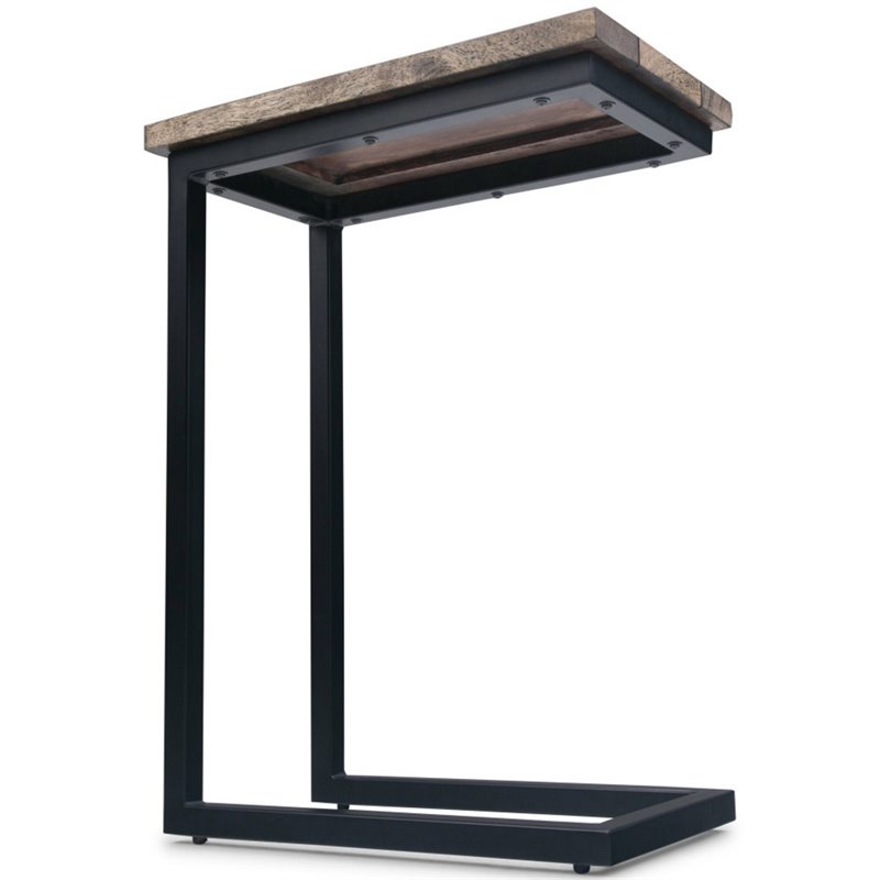 Home Square 2-Piece Metal and Wood End Table Set in Beach Brown and Black