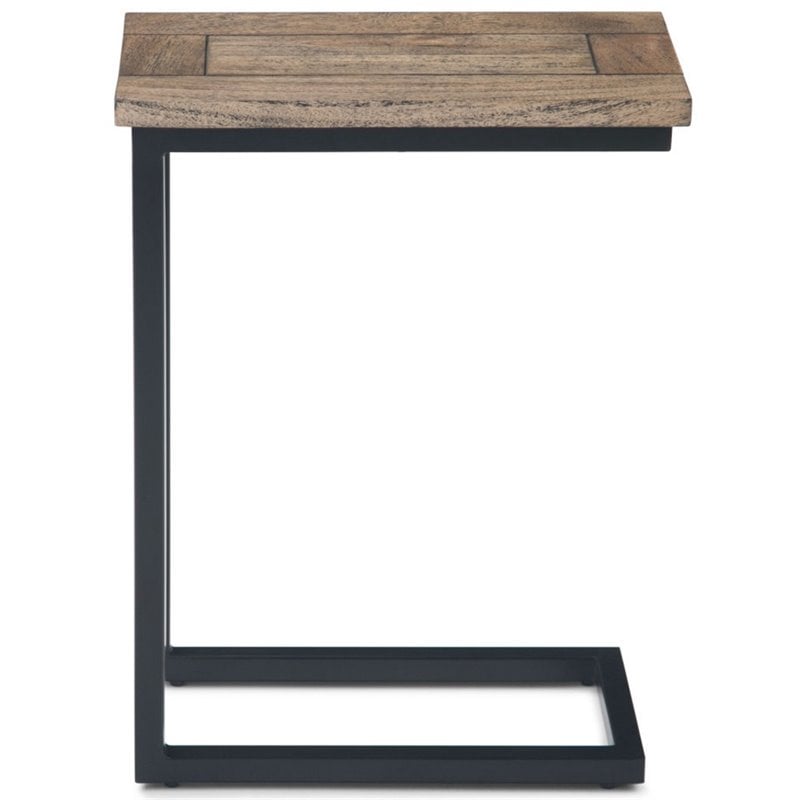 Home Square 2-Piece Metal and Wood End Table Set in Beach Brown and Black