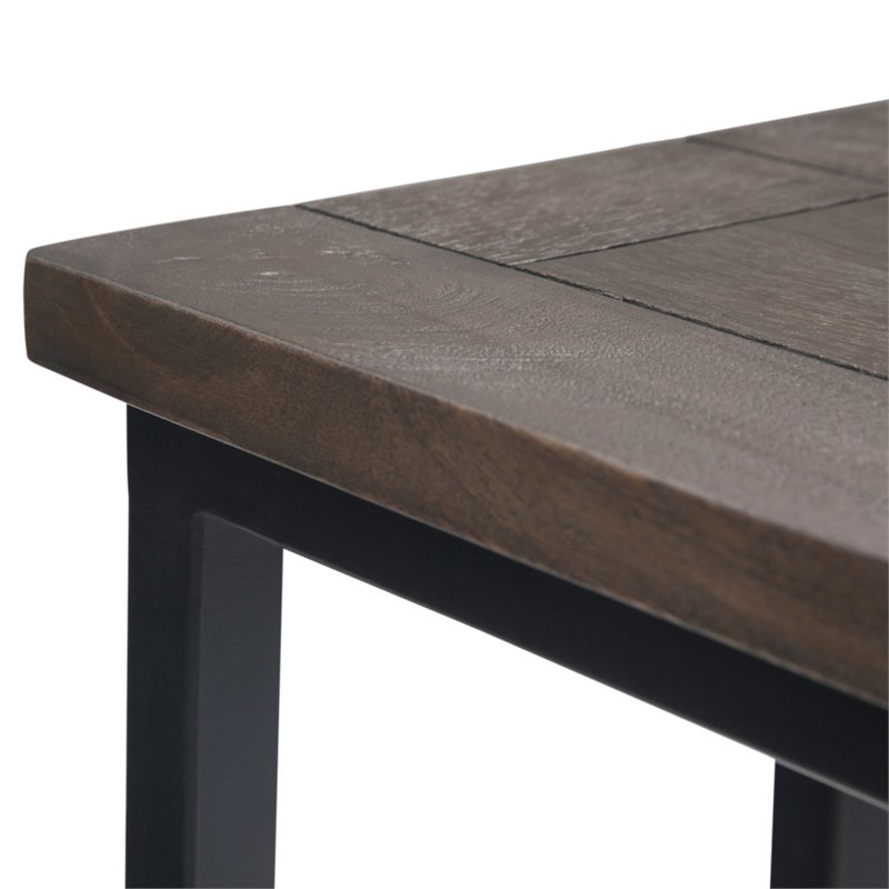 Home Square 2-Piece Contemporary End Table Set in Walnut and Black