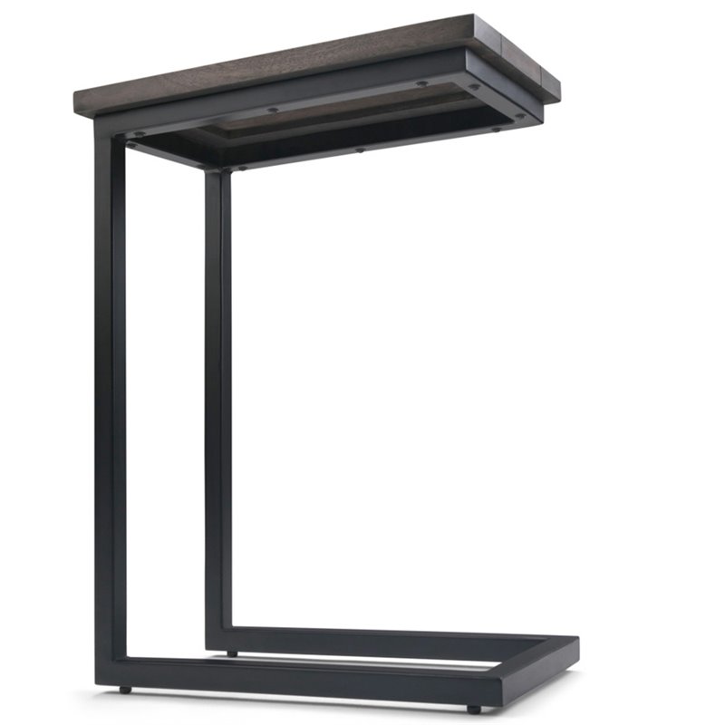 Home Square 2-Piece Contemporary End Table Set in Walnut and Black