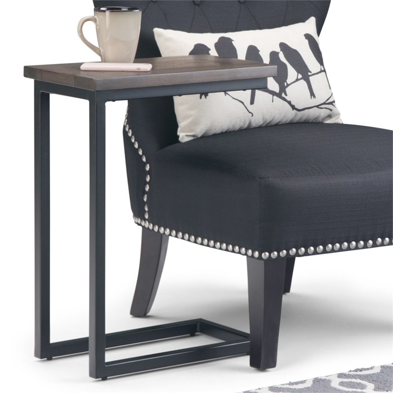 Home Square 2-Piece Contemporary End Table Set in Walnut and Black