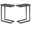 Home Square 2-Piece Contemporary End Table Set in Walnut and Black
