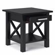 Home Square 2-Piece Solidwood Wide End Table with Storage Set in Black