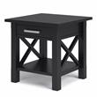 Home Square 2-Piece Solidwood Wide End Table with Storage Set in Black